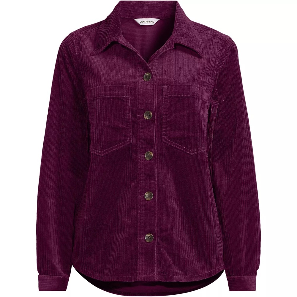 Lands' End Wide Wale Corduroy Shirt Jacket in Vivid Plum